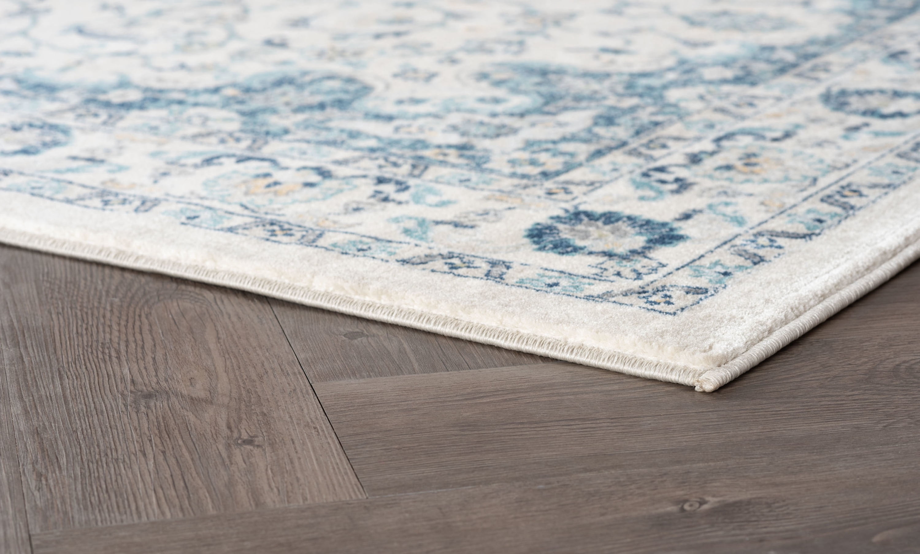 Traditional 5x8 Area Rug (5'3'' x 7'3'') Medallion Cream, Blue Living Room Easy to Clean