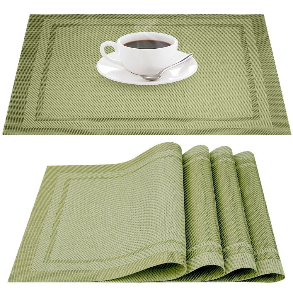 Placemats, Heatresistant Nonslip Stainresistant Washable PVC Place Mats, Woven Vinyl Double