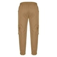 thumbnail image 5 of Kvture Mens Cargo Pants Joggers Drawstring Elastic Waist with Pockets Comfy Baggy Outdoor Tapered Hiking Pants Khaki XXXL, 5 of 6