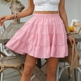 thumbnail image 6 of Maoxin Skirts for Women Fashion Women's Solid Ruffle High Elastic Waist Mini Casual Skirts ,Pink,XL, 6 of 7