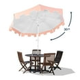 thumbnail image 6 of JONATHAN Y Baiona 9 ft. Market Patio Umbrella, Classic Mid-Century with UV Protection, Auto-Tilt, Crank and Wind Vent, White/Coral Pink, 6 of 10