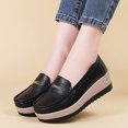 thumbnail image 4 of EKVAHL Women's Orthopedic Wedge Loafers, Faux Leather Round Toe Slip‑On Platform Shoes, Arch Support Non‑Slip Moccasin Loafers Black, 4 of 5