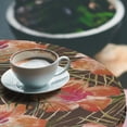 thumbnail image 3 of Ambesonne Floral Boho Fitted Round Tablecloth, Art of Tropical Flowers, 36"- 40" Diameter, Pale Vermilion Jade Green, 3 of 5