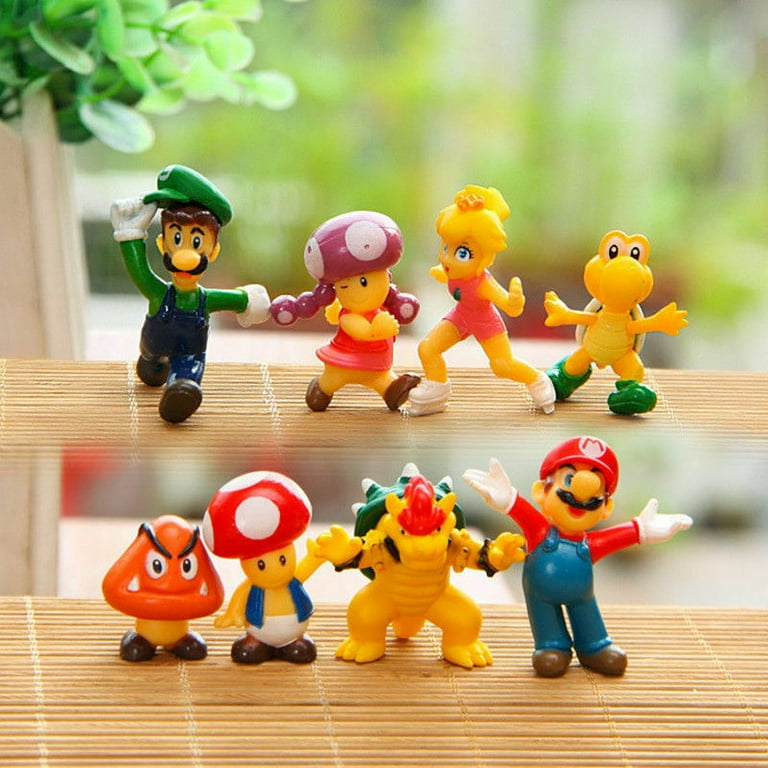 Colorful Set Of 8 Pcs Super Mario Brothers Bros Figure Toy- 1