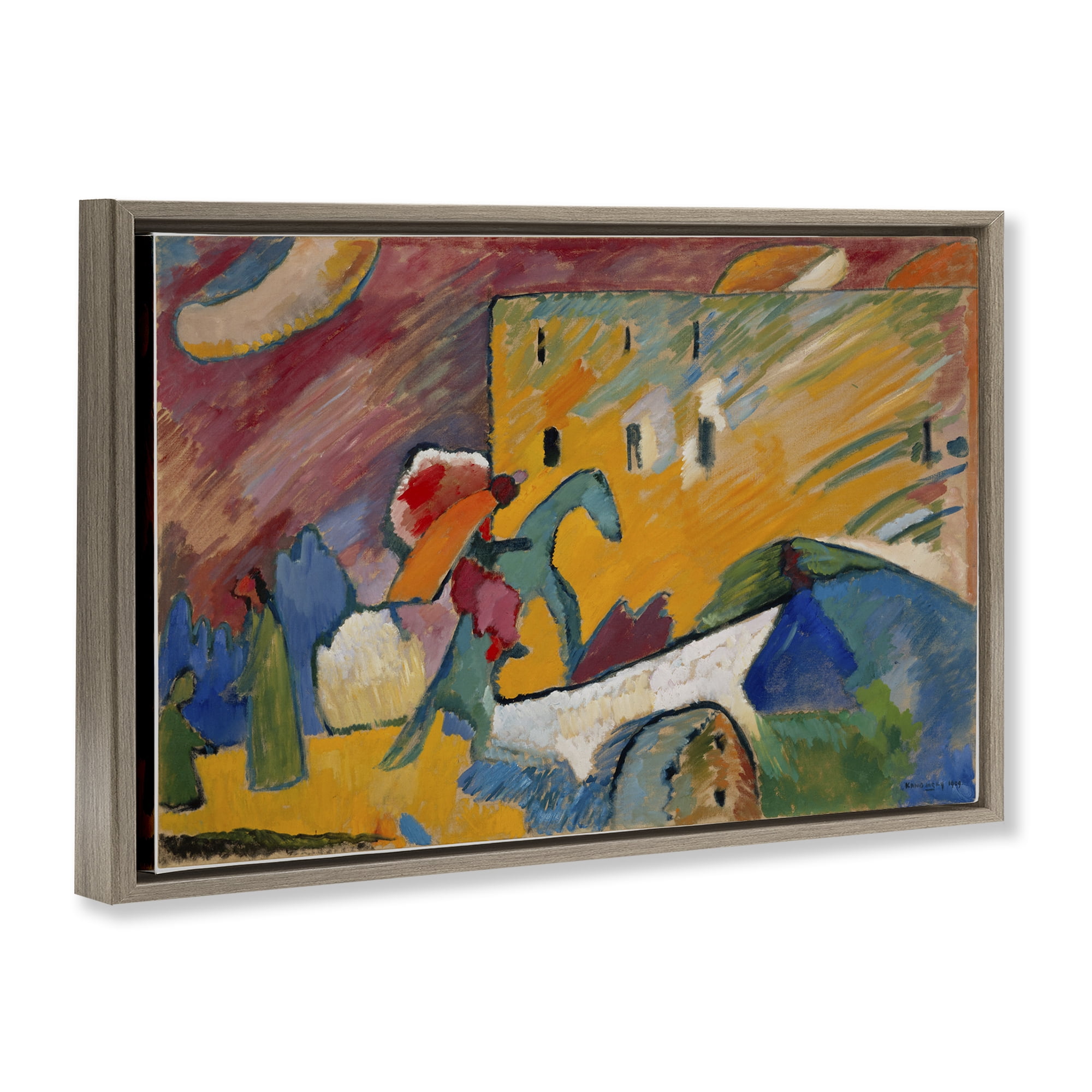Stupell Industries Kandinsky Improvisation Classic Abstract Painting Brown Floater Framed Canvas Art Print Wall Art, 31 x 21