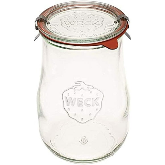 Weck Jars - Weck Tulip Jars 1.5 Liter- Large Glass Jars for Sourdough - Starter Jar with Glass Lid - Wide Mouth - Suitable for Canning and Storage - (1 Jar)