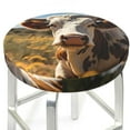 thumbnail image 3 of Honeii Countryside Flower Cow Bar Stool Covers – Perfect Fit for 12" to 14" Round Stools, Crease-Resistant, Stretchy, Washable & Dustproof Seat Slipcovers-12 inch, 3 of 7