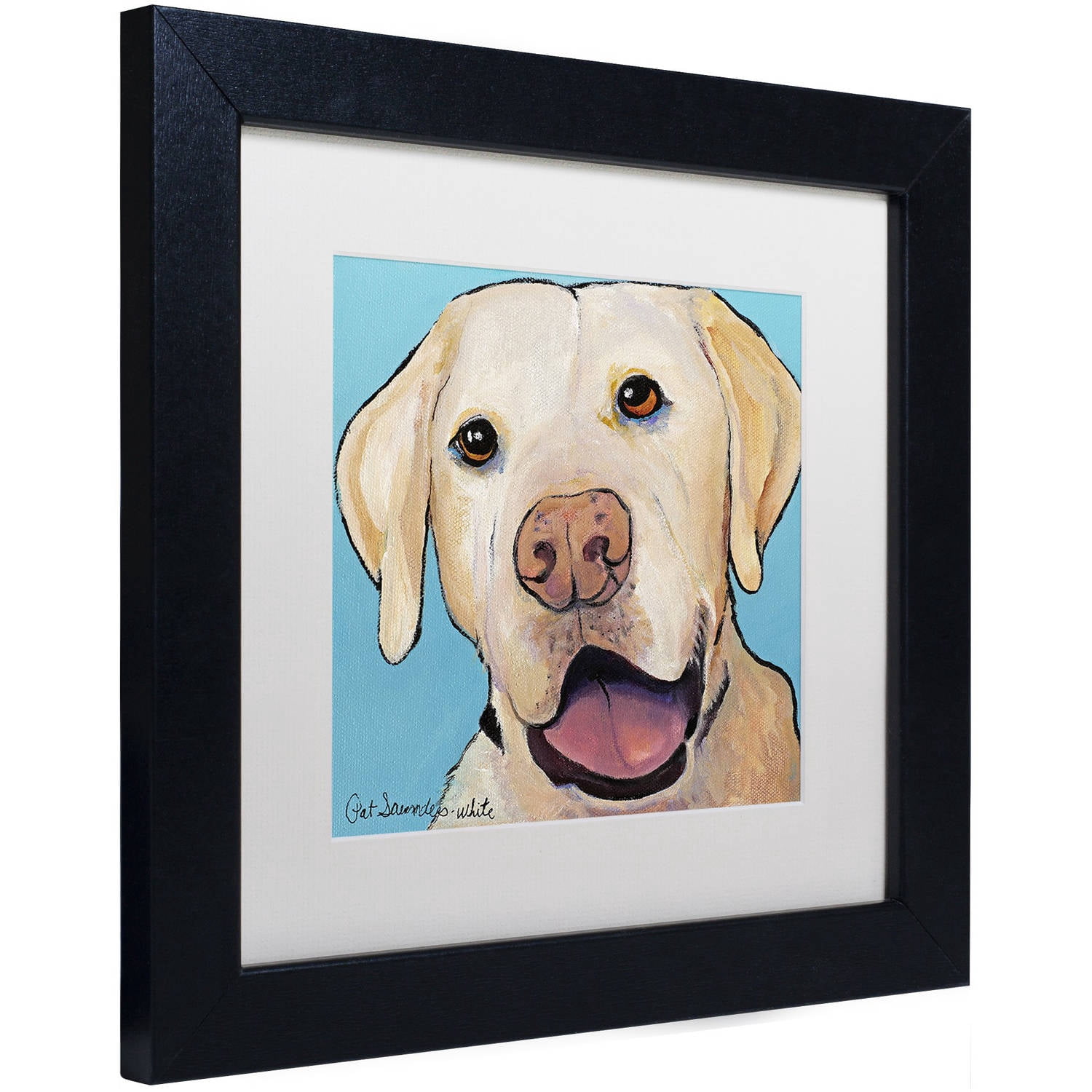 Trademark Fine Art "Lucky Dog Canvas Art" Canvas Art by Pat Saunders-White, White Matte, Black Frame