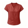 thumbnail image 3 of cocolona Summer Linen Tops for Women V Neck Short Sleeve Button Shirts Dressy Casual Loose Blouses, 3 of 6