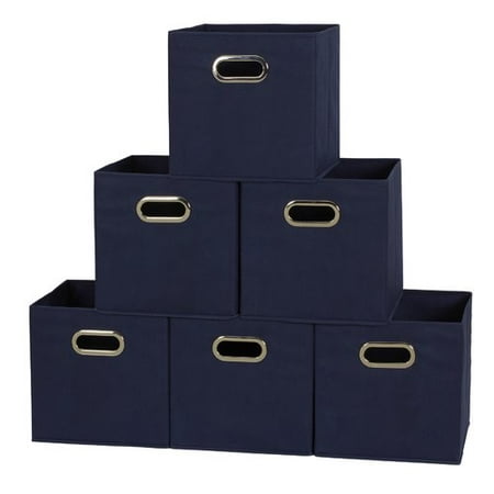 Household Essentials Open Fabric Storage Cube Bins, Set of 6, Navy