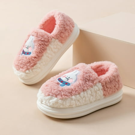 

SUODUI Women s Slippers Couples Women Slip On Furry Plush Flat Home Winter Round Toe Keep Warm Cartoon Prints Slippers Shoes Pink 7