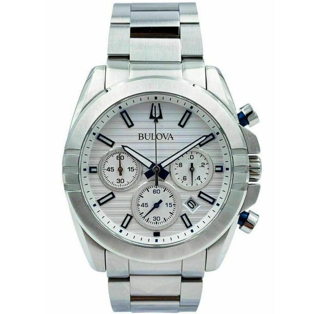 Bulova 96B307 Men's White Dial Steel Bracelet Chronograph Watch