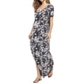 thumbnail image 1 of Vestido a juego con cuello en V, casual, holgado, manga corta, maxi con bolsillo, 1 of 4