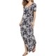 thumbnail image 1 of Vestido a juego con cuello en V, casual, holgado, manga corta, maxi con bolsillo, 1 of 4