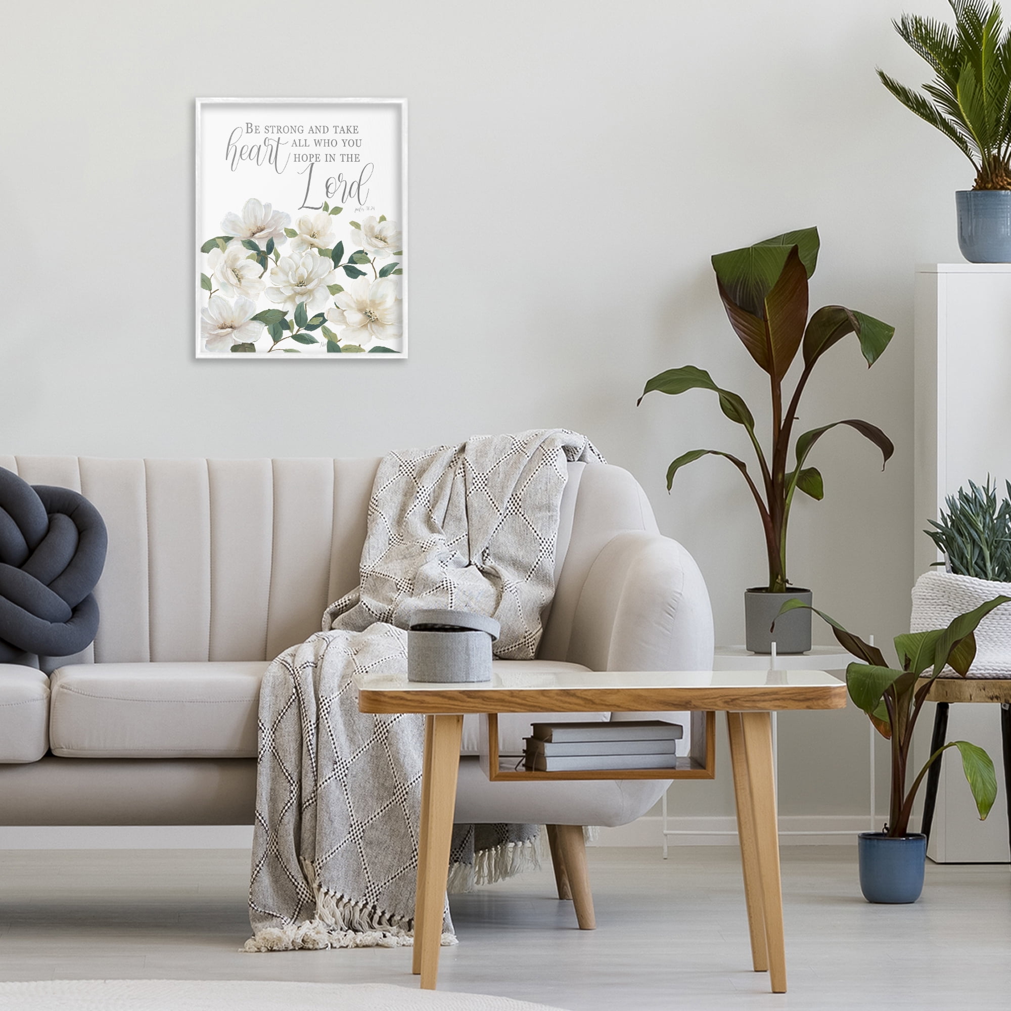 Stupell Industries Be Strong And Take Heart White Framed Giclee Art, design by Nan