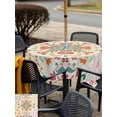thumbnail image 6 of Square Outdoor Tablecloth with Umbrella Hole Beige Boho Outside Table Cloth Waterproof Patio Table Cover Retro Ethnic Shabby Colorful Floral Patterned Zipper Tablecloths for Picnic Camping 60x60 Inch, 6 of 8
