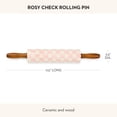 thumbnail image 4 of MACKENZIE-CHILDS Rolling Pin, Ceramic Decorative Roller Pin for Baking, Pink-and-White Rosy Check, 4 of 6