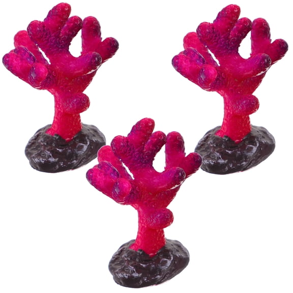 OFFIGAM 3-Piece Red Aquarium Coral Ornaments Resin Craft Decorations for Realistic Fish Landscape and Aquatic Habitat