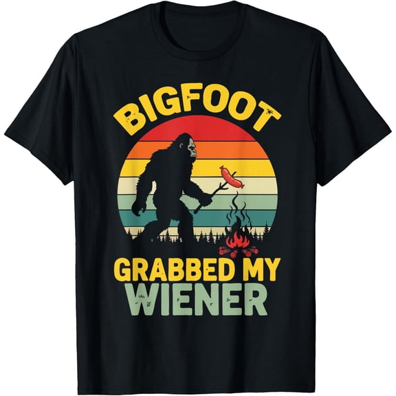 Bigfoot Grabbed My Wiener Funny Sasquatch Humor Unisex T-Shirt