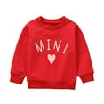 thumbnail image 1 of Baby Girl Red Sweatshirt Long Sleeve Lettering Heart Pattern Tops for Spring Autumn, 1 of 9