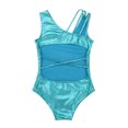 thumbnail image 4 of Vxuxlje Kids Girls Ballet Dance Gymnastics Leotard Shiny Metallic One Piece Open Back Jumpsuit Lake Blue L, 4 of 7