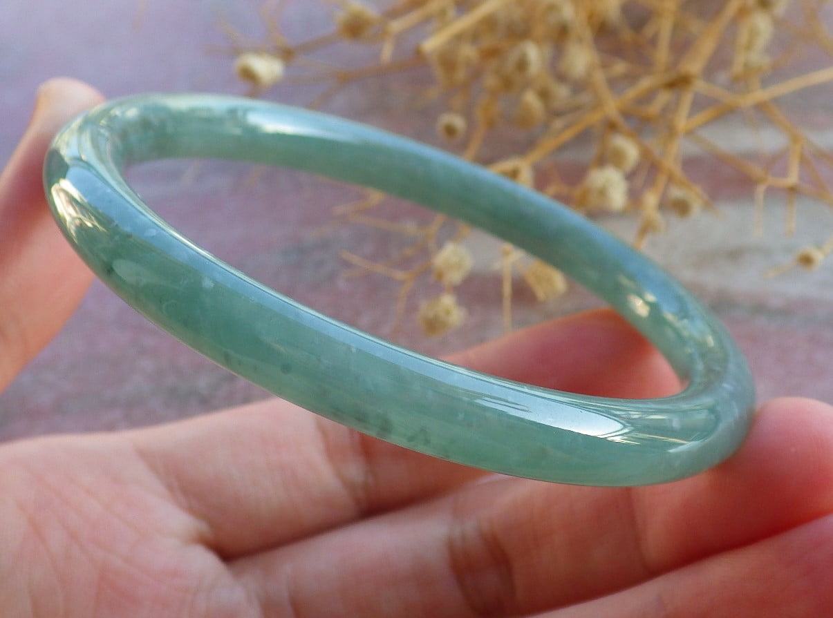 Icy Green Natural A JADE Jadeite Circle Bangle Bracelet 58 mm 685151 TN