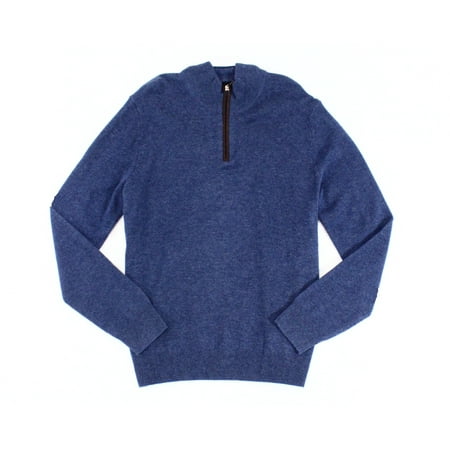 New Mens Cashmere Sweater - NEW Blue Mens Size XL 1/2 Zip Mock-Neck Cashmere Sweater