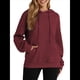thumbnail image 2 of Sudadera con Capucha para Mujer, Informal, de Larga, con Cordón Ajustable, Estilo Waffle, Holgada, con Bolsillo Rojo Oscuro XXL, 2 of 10