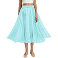 thumbnail image 2 of Dxzfnsa Women’s A-Line Midi Skirts Women Casual Elastic High Waist Solid Color Skirts Lightweight Cotton Linen Maxi Skirts Flowy Swing Pleated Beach Long Skirts, 2 of 9