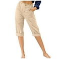 thumbnail image 2 of Gaecuw Linen Pants for Women Wide Legged Pants Plus Size Slim Fit Scrunch Long Pants Lounge Trousers Sweatpants Casual Loose Baggy Pants High Waisted Workout Pants Straight Leg Solid Capri Pants, 2 of 3