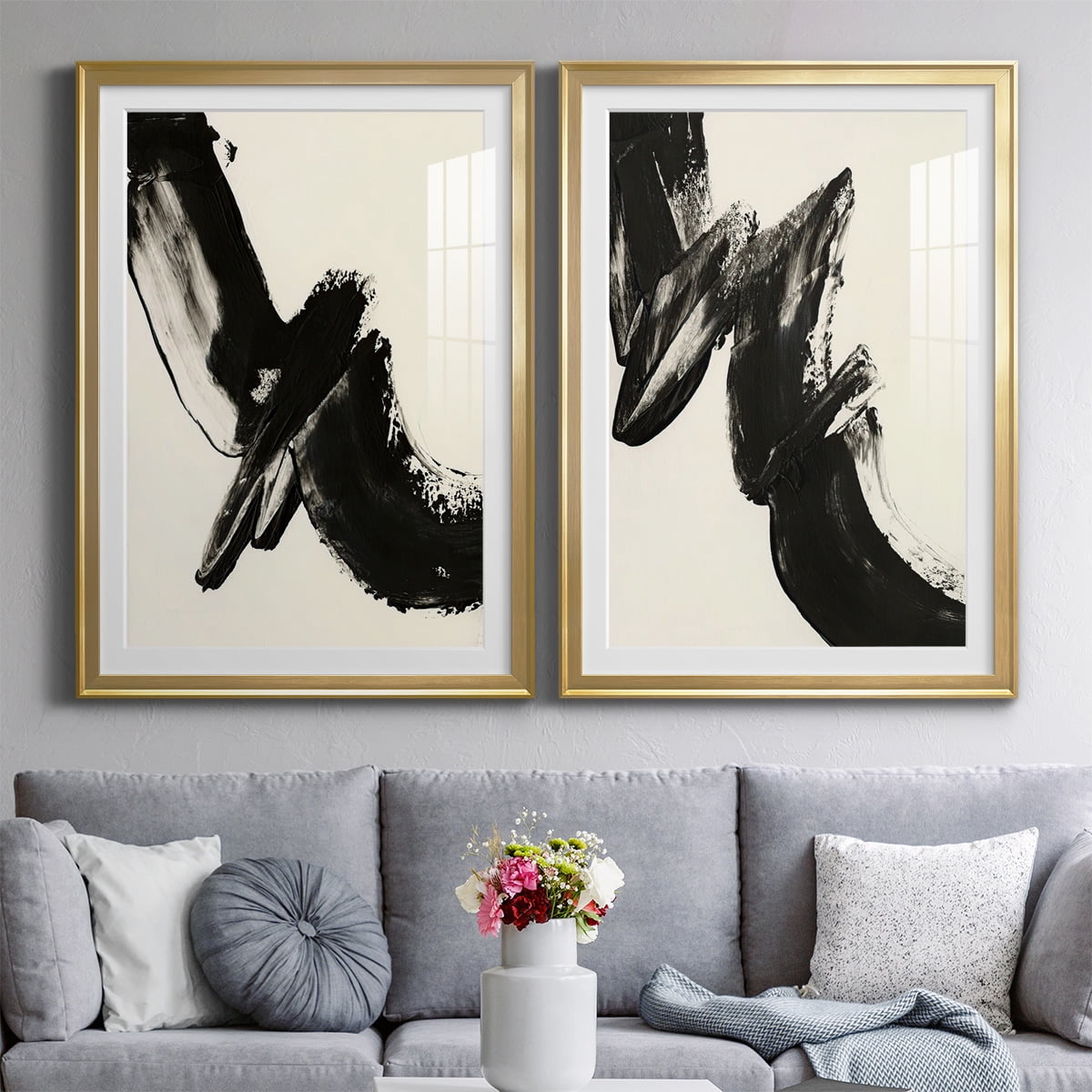 Wexford Home Black Expression I Premium Framed Print, 18.5" x 24.5" - Ready to Hang, Gold (Set of 2)