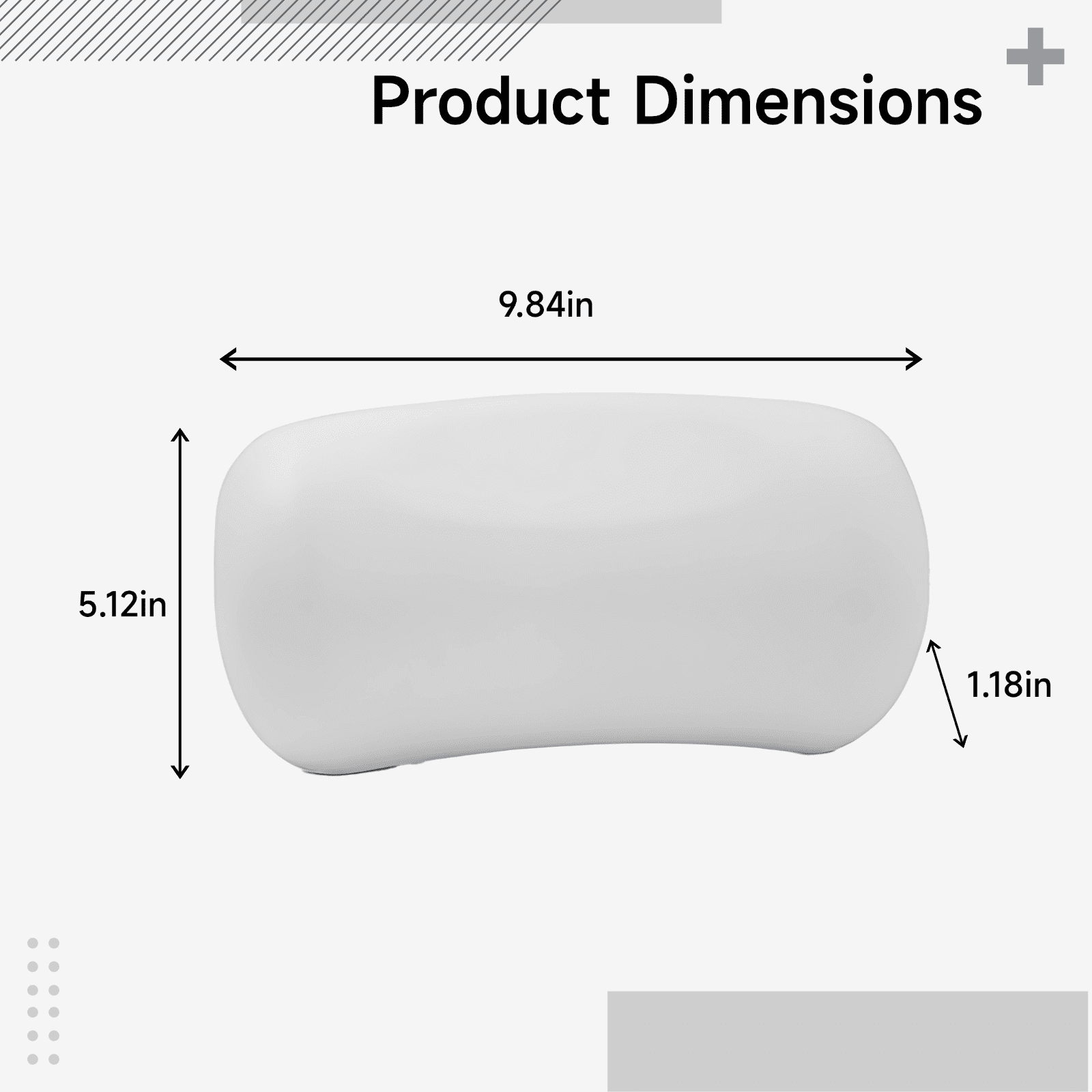 Hot Tub Pillow, Spa Headrest, 9.8 x 5.1 x 1.2 in / 25 x 13 x 3 cm, Soft PU, Pure White