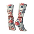 thumbnail image 3 of Goofa Patchwork In Country Style Printed Men's Crew Socks, Soft Durable Breathable Moisture-Wicking with Odor Control Cotton socks, 3 of 9