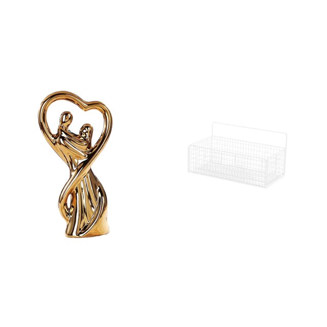 Figura de pareja, escultura de amantes, regalo de aniversario, organizador de pared de metal con estantes flotantes, cesta de almacenamiento de alambr