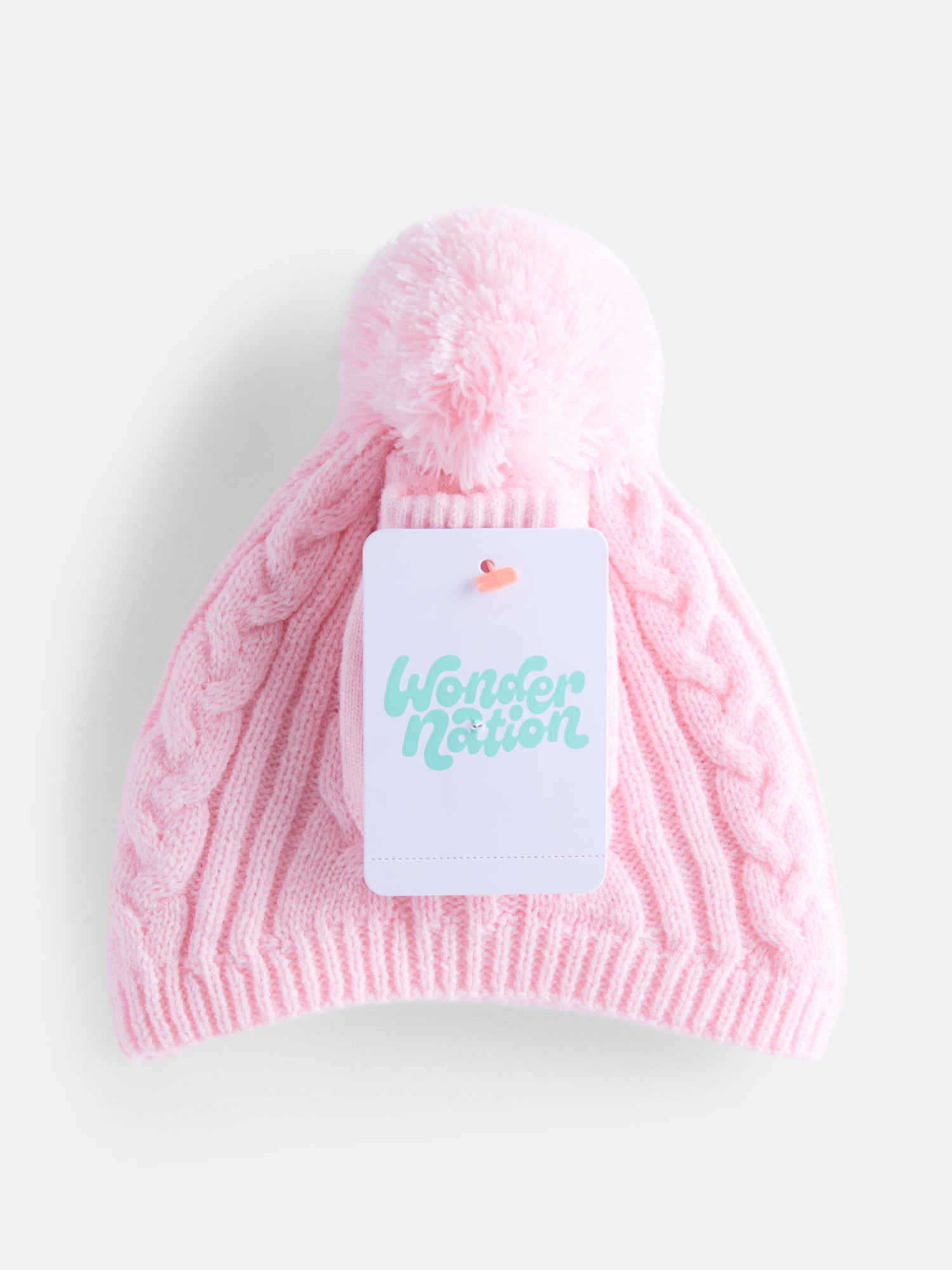 Wonder Nation Baby Boys or Girls Pom Pom Beanie and Mittens Set, 2 Piece, One Size