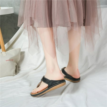 

Zpanxa Slippers for Women Non-slip Sandals Rhinestone Flower Hollow Fashion Flat Flip Flops Flip Flops for Women Black 35