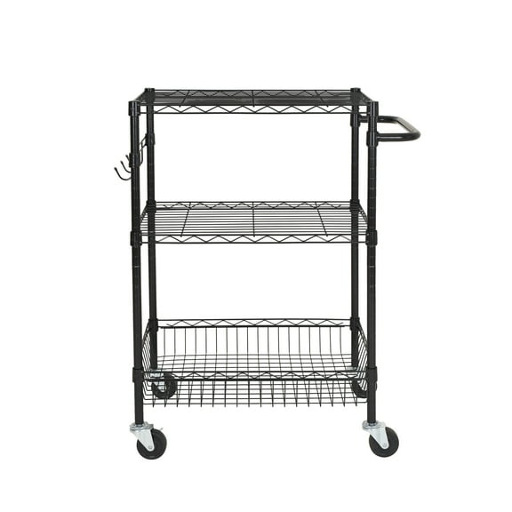 Hyper Tough 3-Tier New Multipurpose Rolling Cart, Black Color, 495lbs Load Capacity