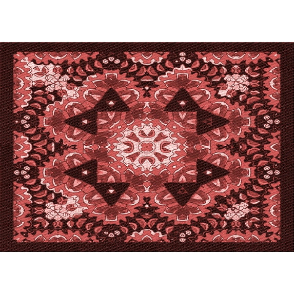Ahgly Company Indoor Rectangle Patterned Maroon Red Area Rugs, 3' x 5'