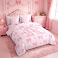 thumbnail image 2 of Manfei Kawaii Bows 7-Piece Twin Bedding Sets For Girls,Pink Letter A Initial Lettering Bedding Comforter Set,Pink Reversible, 2 of 7