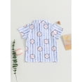 thumbnail image 4 of Bagilaanoe Toddler Baby Boy T-Shirt Casual Baseball Stripe Print Shirts 1T 2T 3T 4T 5T 6T Kids Summer Short Sleeve Tops, 4 of 9