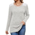 thumbnail image 1 of Camisas de Larga y Cuello Redondo para Mujer, Corte Holgado, Estilo Túnica Informal Elegante, Suéter, Ropa de Otoño e Invierno Gris XXL, 1 of 10