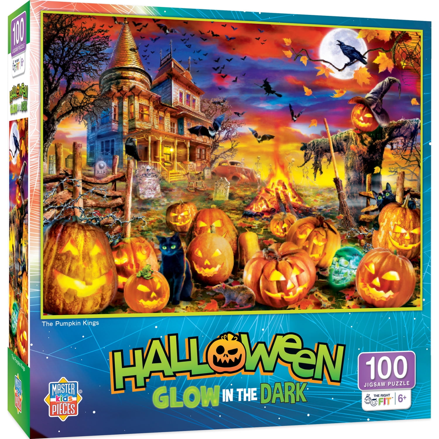 MasterPieces 100 Piece Kids Glow in the Dark Jigsaw Puzzle - The Pumpkin Kings
