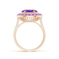 thumbnail image 2 of ANGARA Natural Sideways Oval 2.28 ct Amethyst Double Halo Cocktail Ring in 14K Rose Gold for Women (Size-10x8mm) | February Birthstone, Anniversary, Jewelry Gift for Women | Natural Amethyst Ring, 2 of 8