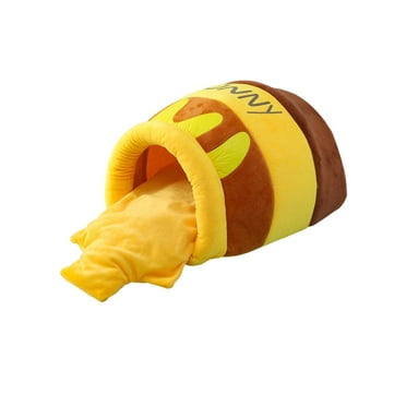 Honey Pot Pet Cat Bed Soft Plush Warm Kitten Cave Removable Cushion Semi Enclosed Anti Slip Hideout Small Dog House Puppy Kennel Nest Pet Bed