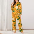 thumbnail image 2 of Pajama Sets for Women 2 Pcs, Sweet Cute Orange Button Down Long Sleeve Sleepwear Lounge PJ Sets, 2 of 6