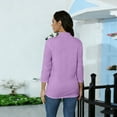 thumbnail image 4 of Dwellite Women’s 3/4 Sleeve Loose Mock Neck Tee Soft Layering Top, Casual Look, Spring-Fall Basic Shirt Light Purple S, 4 of 6