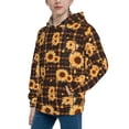 thumbnail image 2 of Salouo Brown Plaid Sunflower Pattern Hoodie Sweatshirt for Youth, Fall Pullover Hoodie Sweatshirt Long-Sleeve Pullover Hooded Sweatshirt-Small, 2 of 6