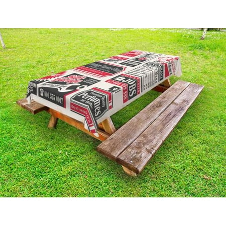 

Retro Outdoor Tablecloth Retro Newspaper Magazine Design Outdated Layout Different Topics Title Artwork Decorative Washable Fabric Picnic Tablecloth 58 X 120 Inches Cream Red Black by Ambesonne