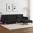 thumbnail image 1 of vidaXL 2-Seater Sofa Bed with Footstool Black Fabric, 1 of 5