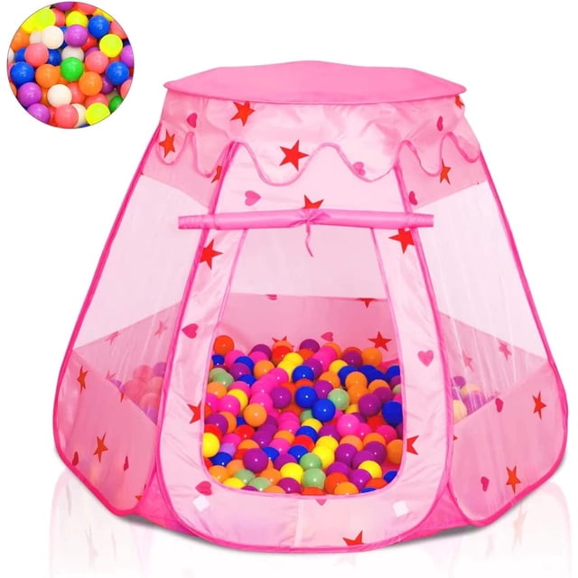 Piscina de bolas para niños pequeños, carpa plegable con 50 pelotas, casita de juegos interior y exterior
